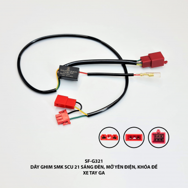 Dây ghim SMK SCU 21 sáng đèn, mở yên điện, khoá đề - xe tay ga - SF-G321