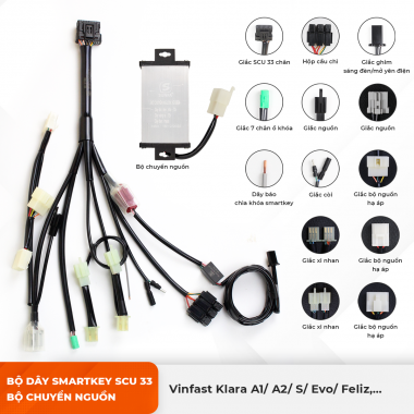 Dây Smartkey SCU 33 & Bộ chuyển nguồn - Vinfast Klara A1/ A2/ S/ Evo/ Feliz,... - SF-SMK030-CN002