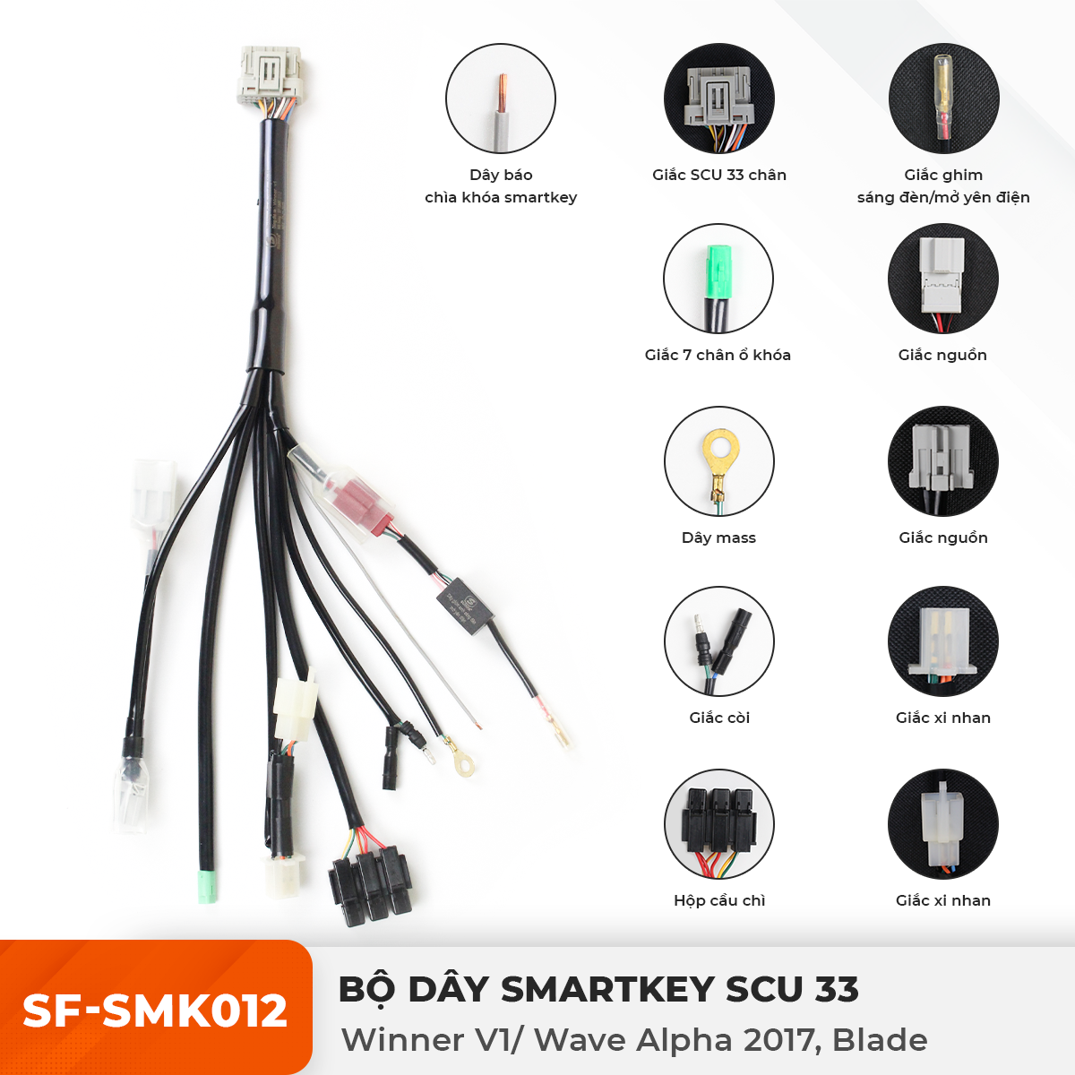 Dây Smartkey SCU 33 - Winner V1/ Wave Alpha 2017, Blade - SF-SMK012